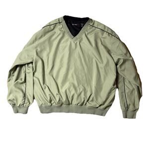 LinksTech Y2K Pullover Windbreaker XL Green V-Neck Lined Jacket